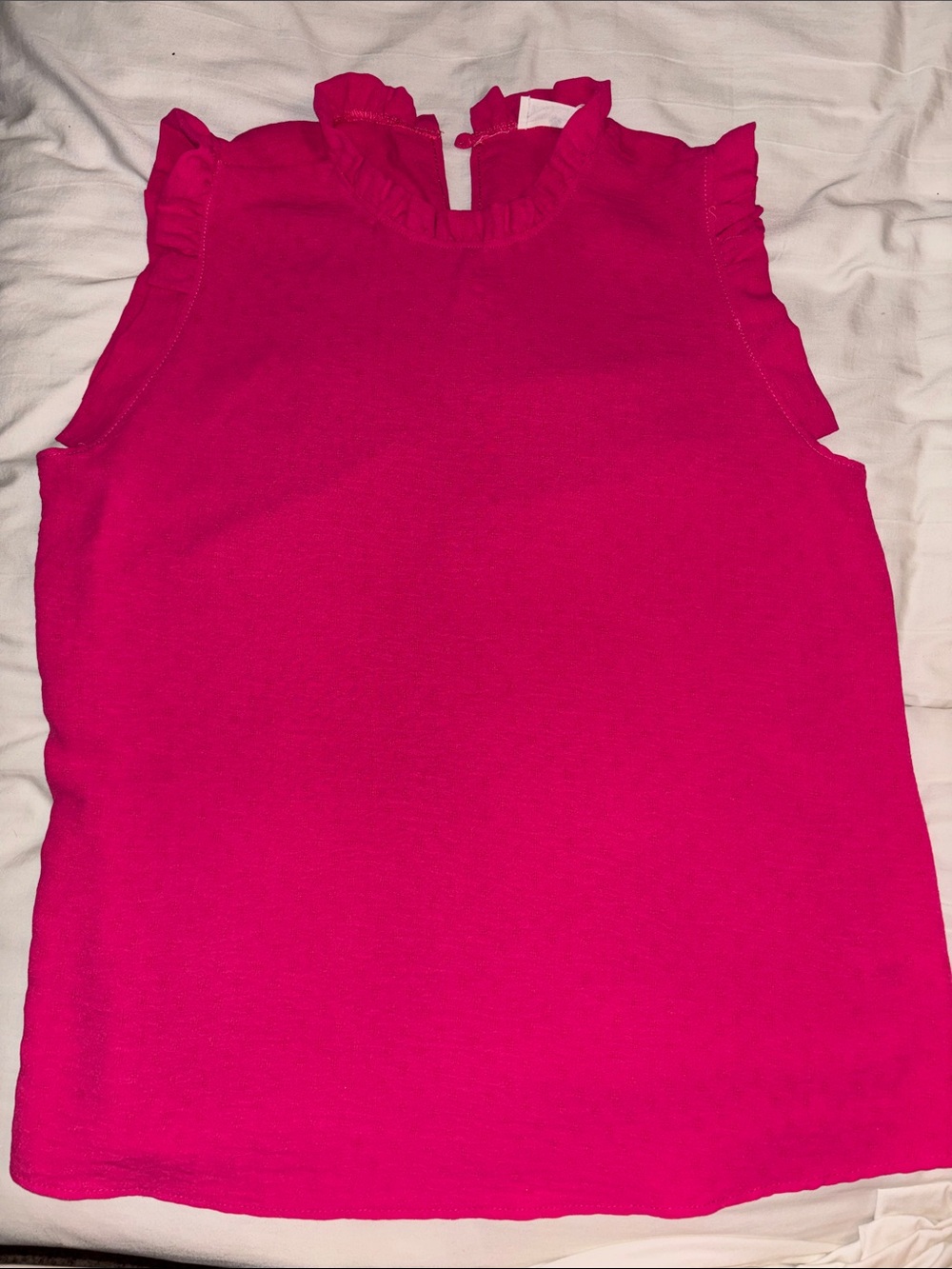 Ruffle Mock-Neck Sleeveless Camisole - Hot Pink